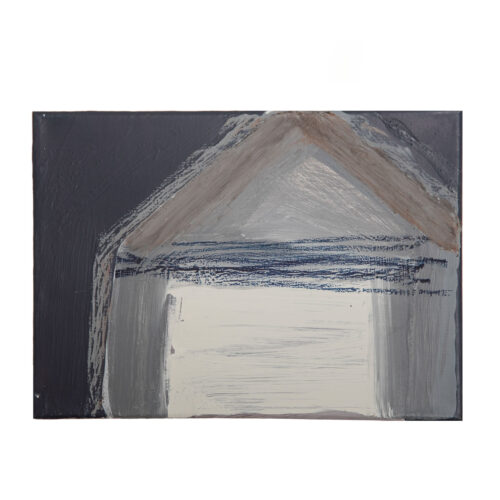 A painting of Houses #1 on a white background.