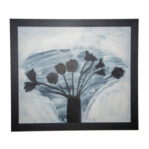 A painting of Black Tulips no.2 in a black frame.