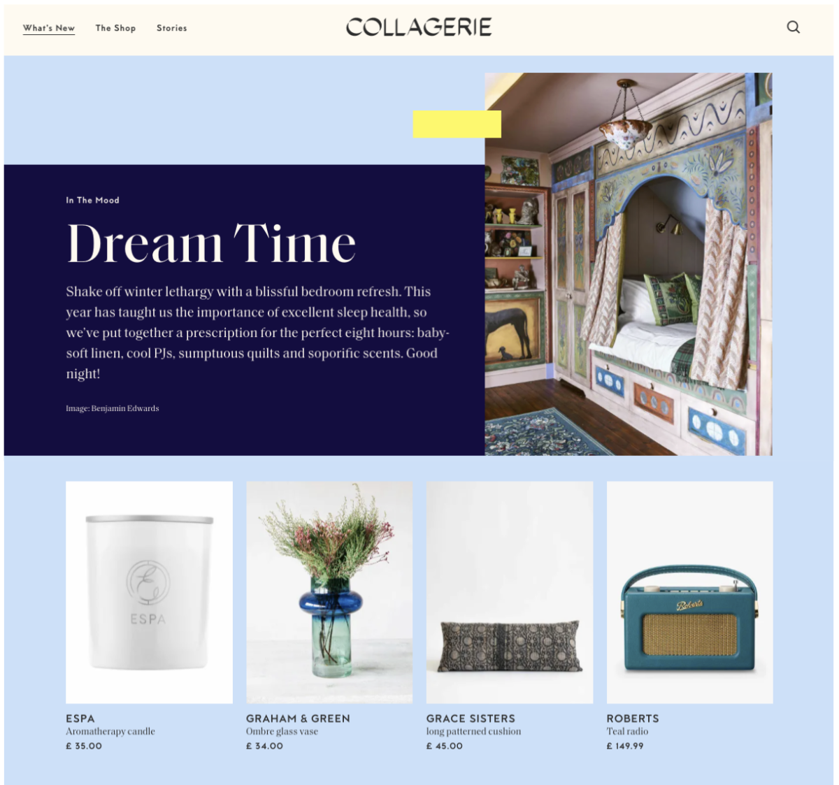 Collegerie dream time ecommerce website.